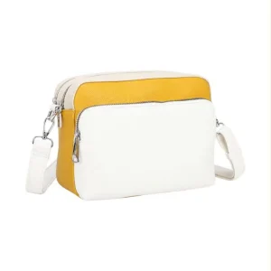 Bolso Bandolera Sintético Tricolor con 4 Bolsillos con Cierre de Cremallera para Mujer