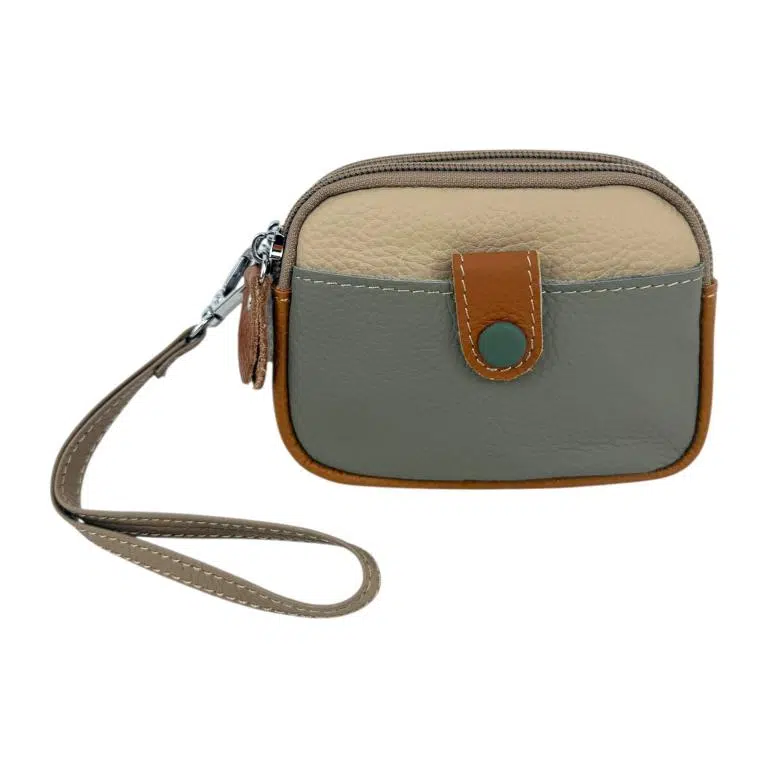 Monedero Multicolor de Piel con Diseño Exclusivo, Asa Corta y 2 Bolsillos para Mujer - Imagen 4