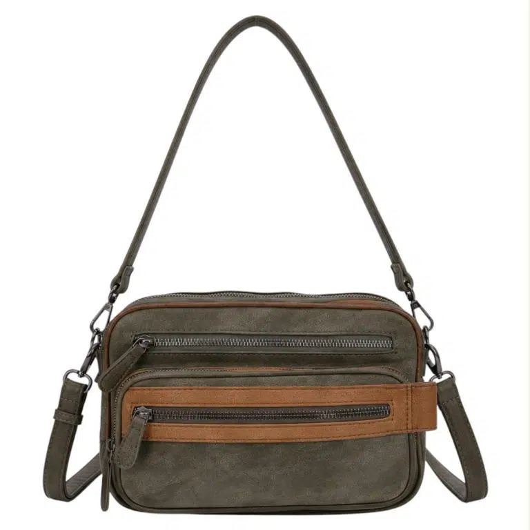 Bolso Bandolera Sintético Bicolor con 5 Compartimentos con Cremallera y Gran Calidad Mujer - Imagen 7