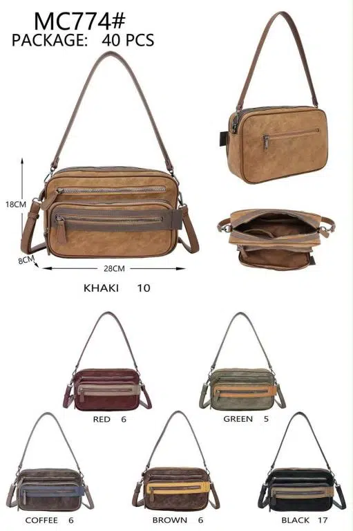 Bolso Bandolera Sintético Bicolor con 5 Compartimentos con Cremallera y Gran Calidad Mujer - Imagen 9