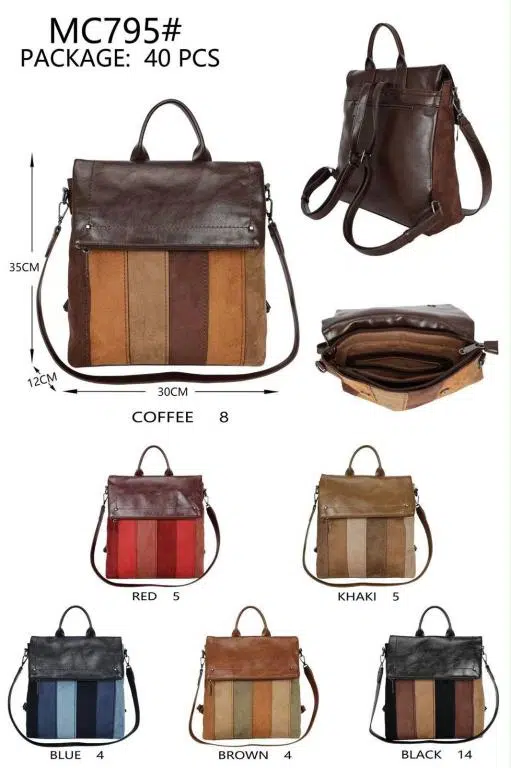 Amplia Mochila Sintética de Mujer con Diseño Multicolor, Gran Calidad y Bolsillos Exteriores