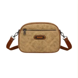 Bolso Bandolera Sintético Acolchado con Agarres Laterales y Bolsillos Exteriores para Mujer