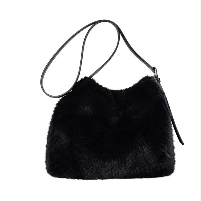 Bolso Bandolera con Pelito Sintético, Cierre de Botón y Asa Larga para Mujer - Imagen 6