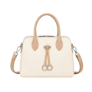 Bolso de Mano Sintético de Mujer con Frontal Decorativo, Bolsillo Trasero y 3 Cremalleras