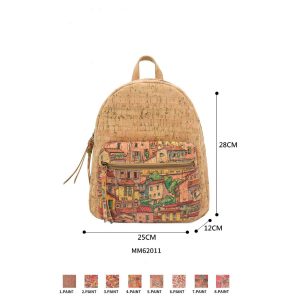 Amplia Mochila Ecológica en Corcho para Mujer con Bolsillo Frontal y Bonito Diseño