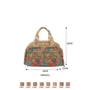 Bolso de Mano Ecológico en Corcho para Mujer con Bolsillos Exteriores y Cierre de Cremallera