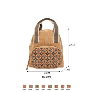 Mochila Ecológica de Corcho para Mujer con Bolsillo Frontal y Cierre de Cremallera