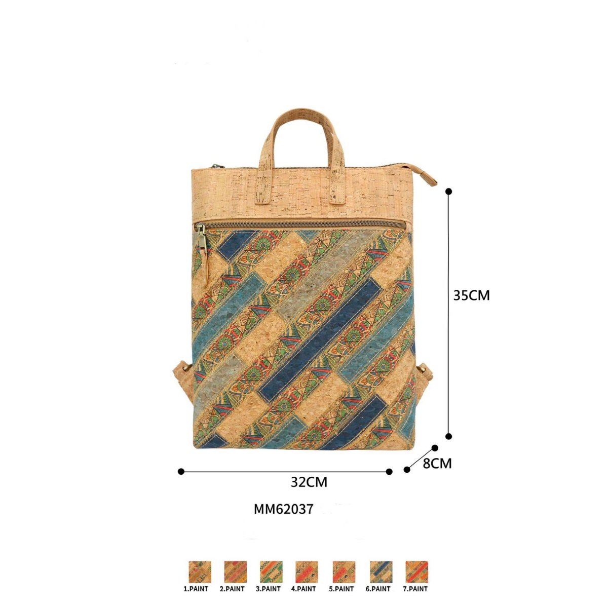Alegre Mochila Ecológica de Corcho con Bolsillo Frontal y Gran Capacidad para Mujer - Imagen 2