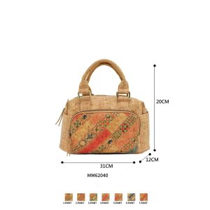 Bolso de Viaje Ecológico en Corcho para Mujer con Bolsillo Frontal y Asas Cortas