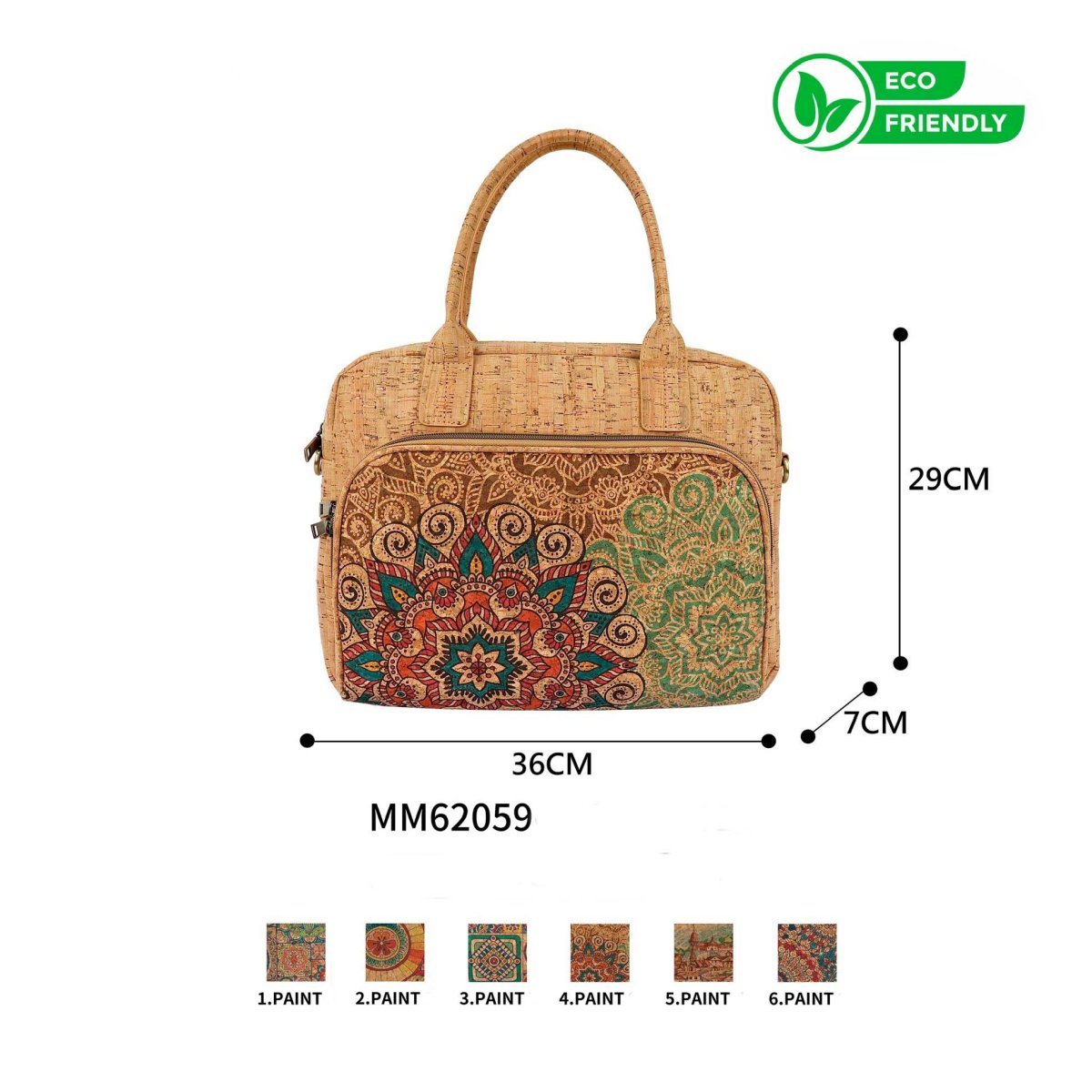 Bolso Maletín Ecológico en Corcho para Mujer con Bolsillo Frontal de 2 Cremalleras - Imagen 2