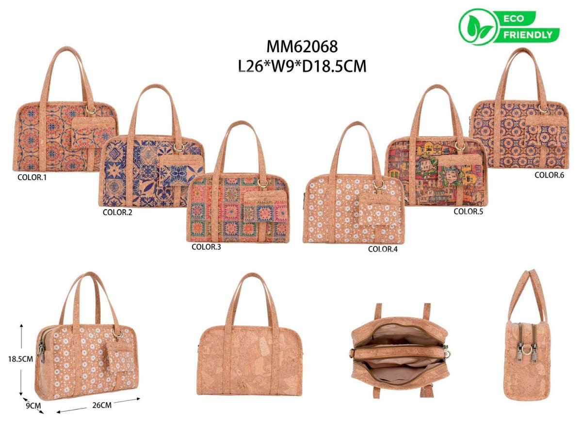 Bolso de Viaje Ecológico en Corcho para Mujer con 2 Bolsillos Principales + Monedero Extra