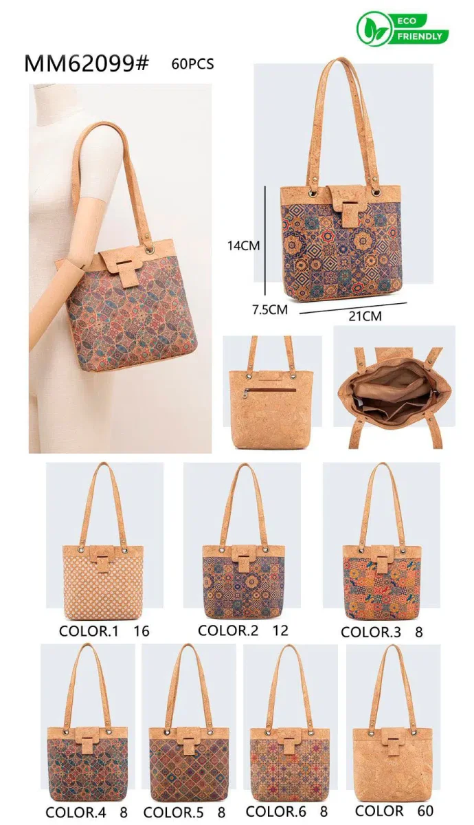 Bolso de Hombro en Corcho Ecológico con Mini Solapa y Bolsillo Trasero para Mujer - Imagen 2
