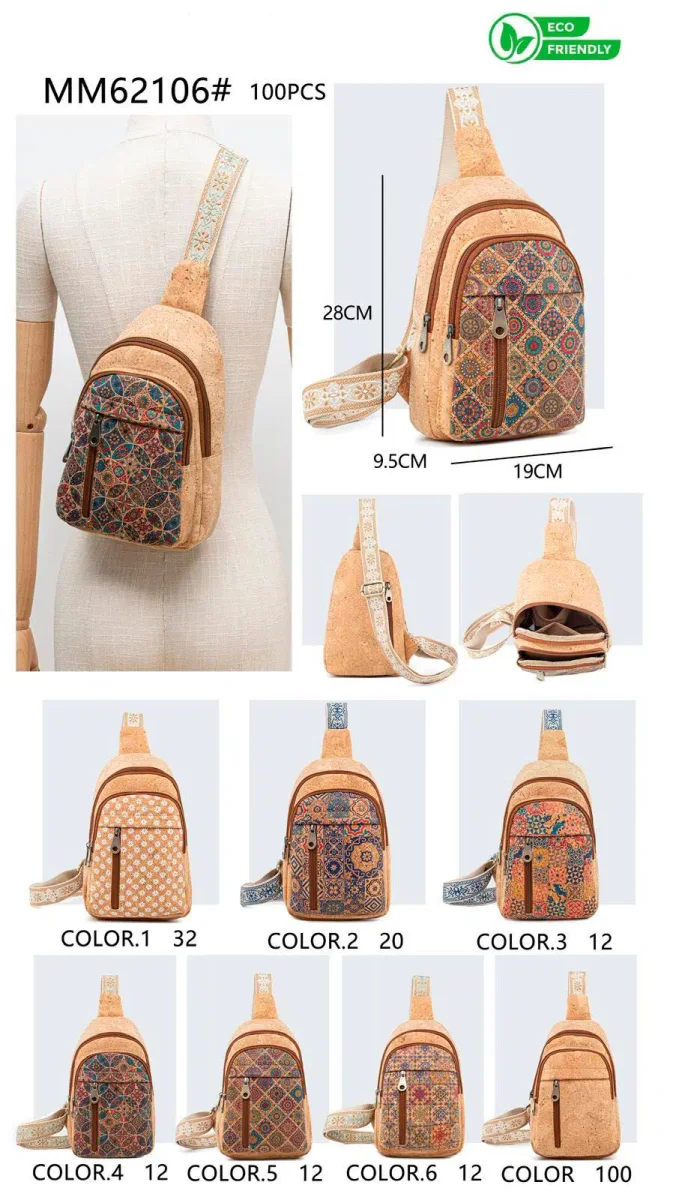 Riñonera de Corcho Ecológico con 4 Compartimentos de Cremallera para Mujer - Imagen 2