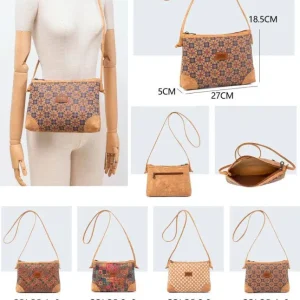 Bolso Bandolera en Corcho Ecológico con Asa Larga y Bolsillo Trasero para Mujer