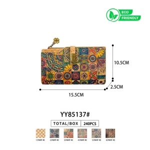 Cartera en Corcho Ecológico con Bonito Diseño, Mini Solapa y Cremallera para Mujer