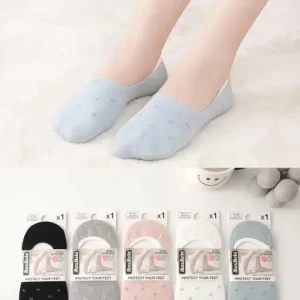 Calcetines Invisibles de Mujer en Algodón con Suela Antideslizante de Silicona y Talla Única