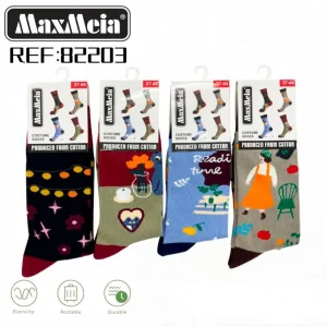 Calcetines Largos Elásticos y Duraderos en Algodón con Talla Única y Precioso Diseño para Hombre y Mujer