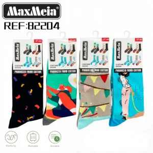 Calcetines Largos Elásticos y Duraderos de Algodón con Alegre Diseño y Talla Única para Hombre y Mujer