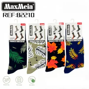 Calcetines Largos Elásticos y Cómodos Unisex en Algodón con Bonito Diseño Hojas y Talla Única