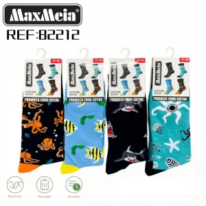 Calcetines Largos Elásticos y Cómodos de Hombre y Mujer en Algodón con Diseño Marino y Talla Única