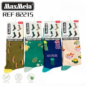 Calcetines Largos Unisex Elásticos y Cómodos de Algodón con Diseño Animales Marinos