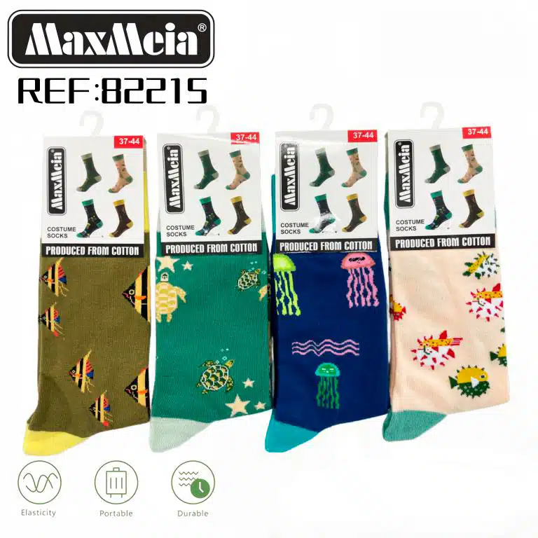 Calcetines Largos Unisex Elásticos y Cómodos de Algodón con Diseño Animales Marinos - Imagen 2