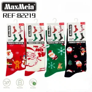 Calcetines Largos Unisex Elásticos y Duraderos de Algodón con Diseños Navideños y Talla Única