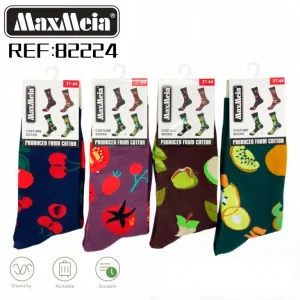 Calcetines Largos y Elásticos en Algodón con Diseño Frutas y Talla Única para Hombre y Mujer