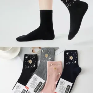 Calcetines Cortos en Algodón para Mujer con Bonito Diseño y Talla Única