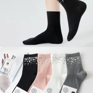 Calcetines Cortos en Algodón para Mujer con Diseño de Tachuelas y Talla Única