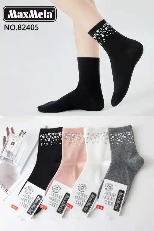 Calcetines Cortos en Algodón para Mujer con Diseño de Tachuelas y Talla Única - Imagen 2