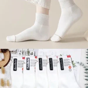 Calcetines Cortos Blancos Térmicos de Algodón Bio en Talla Única Pequeña para Mujer