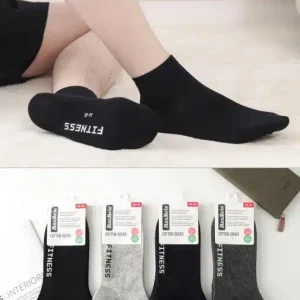 Calcetines Cortos “Fitness” de Hombre en Algodón Peinado con Talla Única y Colores Lisos