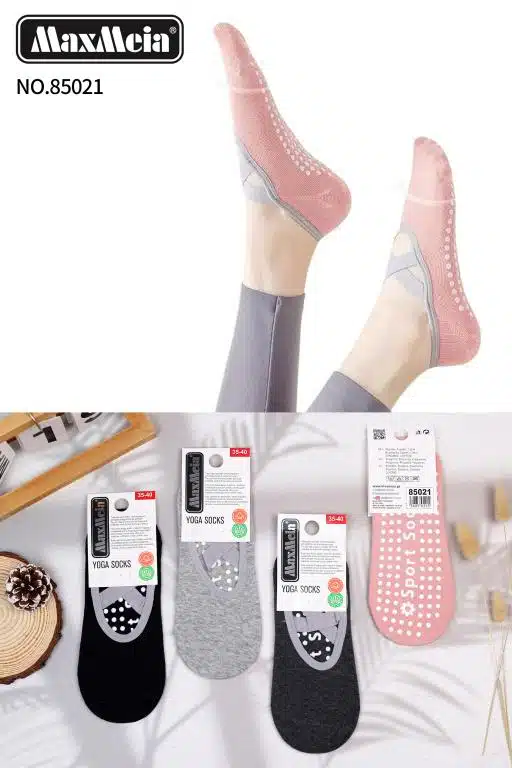 Calcetines Invisibles de Yoga en Algodón Bio, Cómodos, Transpirables y Antideslizantes para Mujer