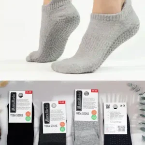 Calcetines Invisibles de Yoga para Mujer en Algodón Bio, Cómodos, Transpirables y Antideslizantes