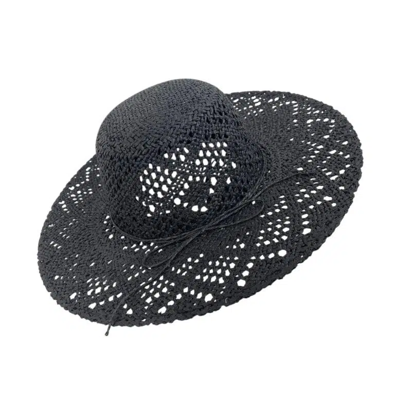 Sombrero de Papel y Algodón con Ala Ancha, Lazo Decorativo y Talla Única para Mujer