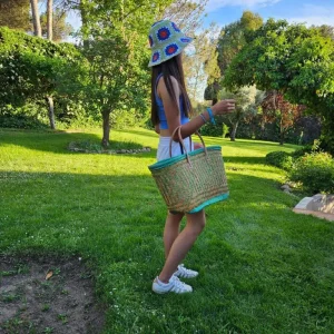 Sombrero de Papel Mujer con Diseño Flores y Talla Única para Verano