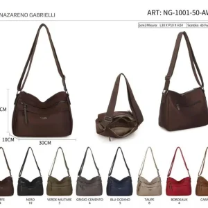 Bolso de Hombro en Tela Nylon para Mujer Nazareno Gabrielli con 3 Bolsillos Exteriores