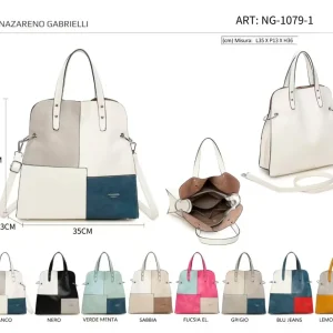 Bolso de Mano Sintético de Mujer Nazareno Gabrielli con Diseño Patchwork y Gran Capacidad