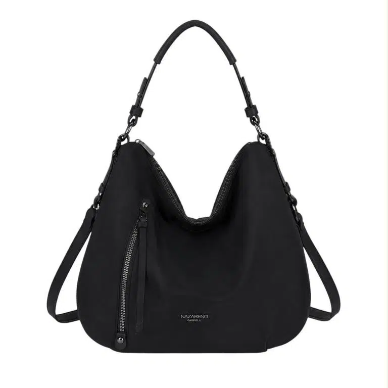 Bolso de Hombro Hobo en Nylon Nazareno Gabrielli con Bolsillos Exteriores de Cremallera Mujer - Imagen 7