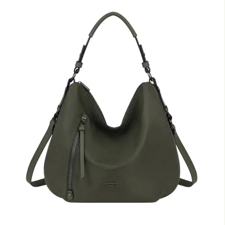 Bolso de Hombro Hobo en Nylon Nazareno Gabrielli con Bolsillos Exteriores de Cremallera Mujer - Imagen 8