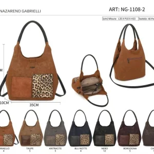 Bolso de Mano Sintético Nazareno Gabrielli con 2 Compartimentos Frontales Originales Mujer