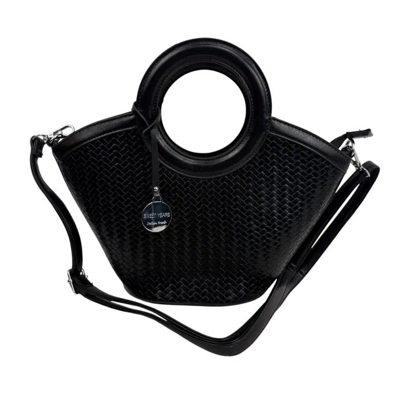 Bolso de Mano Sintético con Diseño Trenzado y 2 Asas Cortas Circulares para Mujer - Imagen 9
