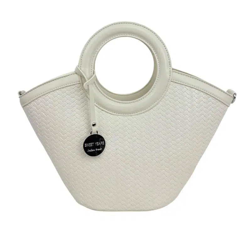 Bolso de Mano Sintético con Diseño Trenzado y 2 Asas Cortas Circulares para Mujer - Imagen 5
