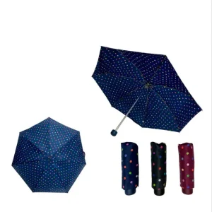 Paraguas de Mujer con Funda y Diseño de Lunares Resistente al Viento e Ideal para Regalo