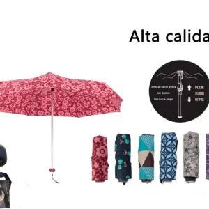 Paraguas Corto de Mujer con Funda y Diseño Animado y Colorido