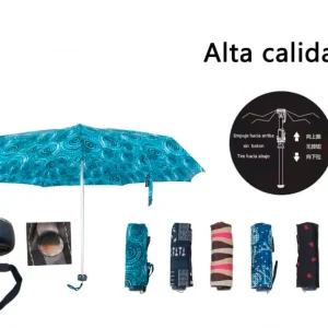 Paraguas Corto con Funda y Diseño Animado para Mujer