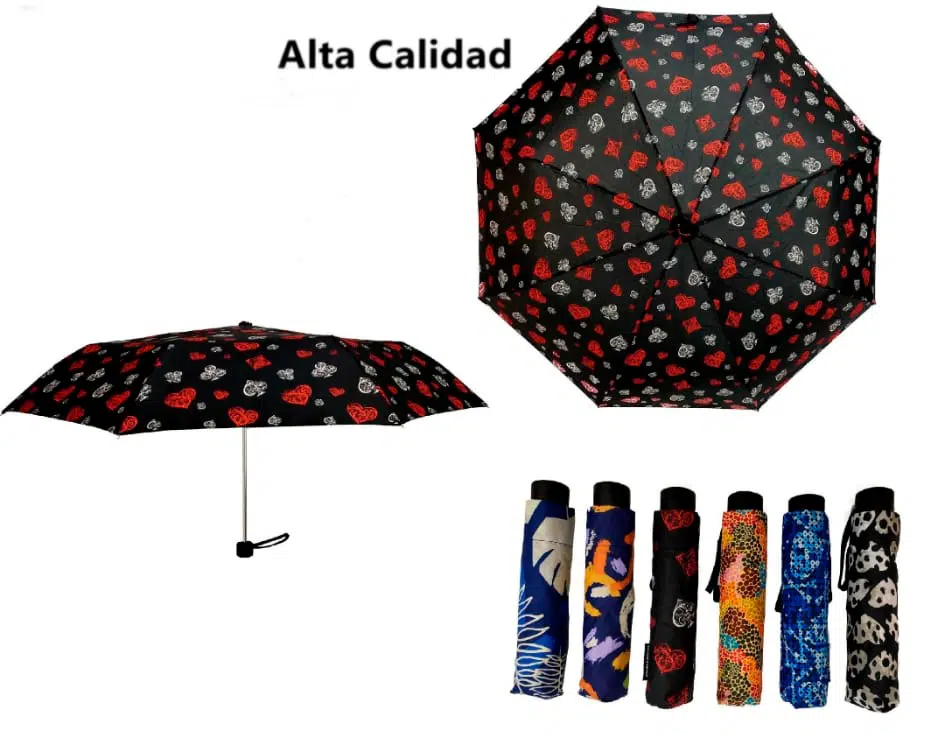 Paraguas de Mujer en Alta Calidad con Funda, Divertido Diseño y Mango Antideslizante