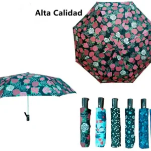 Paraguas de Mujer en Alta Calidad con Funda, Diseño de Flores y Mango Antideslizante