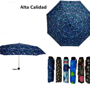 Paraguas de Alta Calidad con Funda, Diseño Floral y Mango Antideslizante para Mujer